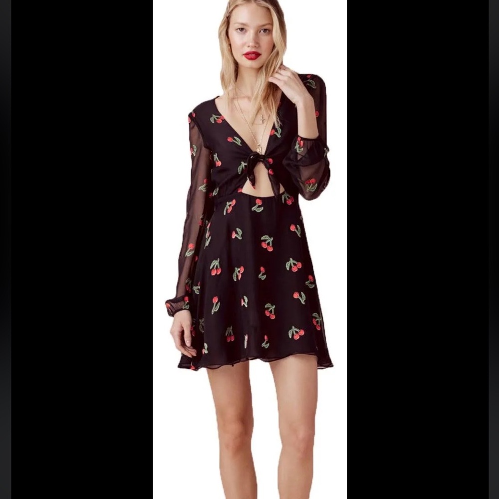 For Love & Lemons Cherry Twist Mini Dress